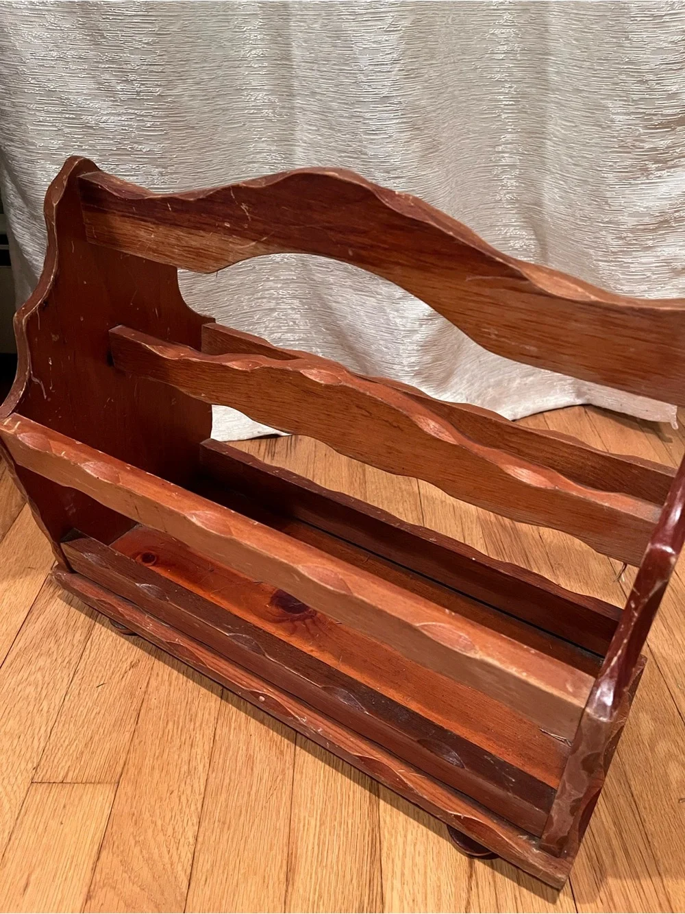 Vintage Wooden Magazine Record Holder Rack Decor MCM retro